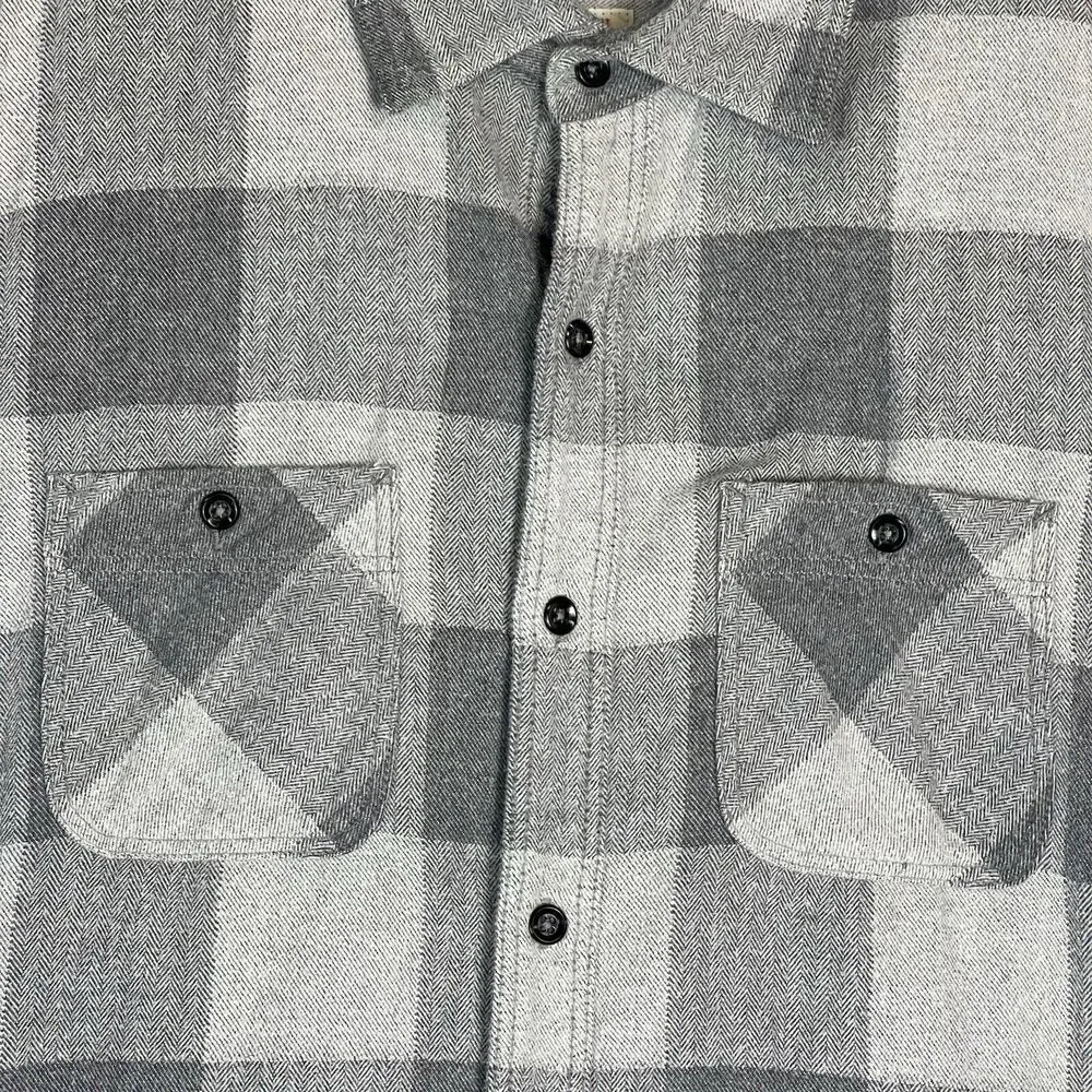 Omnigod Shirt‎ Mens 2 Gray Plaid Flannel Long Sleeve Cotton Made In Japan